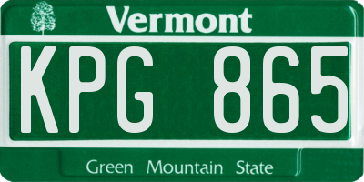 VT license plate KPG865