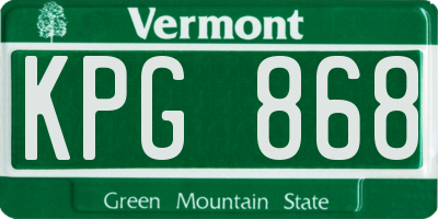 VT license plate KPG868