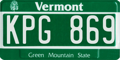 VT license plate KPG869