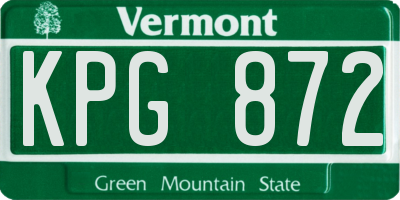 VT license plate KPG872