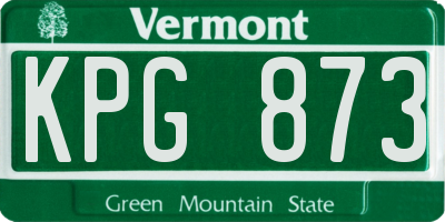 VT license plate KPG873