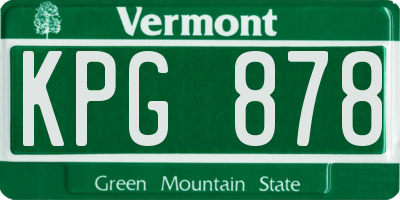 VT license plate KPG878