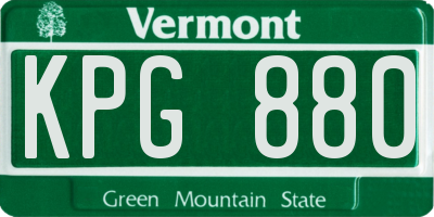VT license plate KPG880