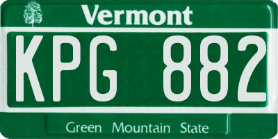 VT license plate KPG882