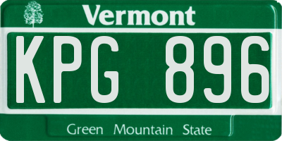 VT license plate KPG896