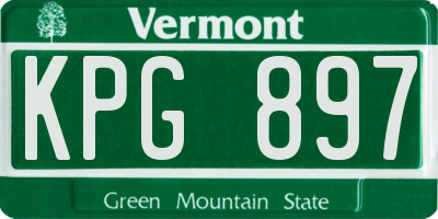 VT license plate KPG897