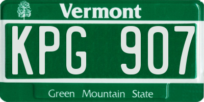 VT license plate KPG907
