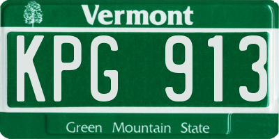 VT license plate KPG913