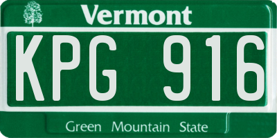 VT license plate KPG916