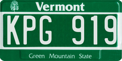 VT license plate KPG919