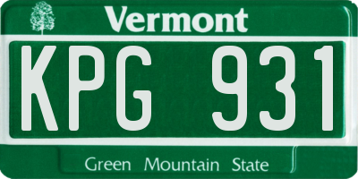 VT license plate KPG931
