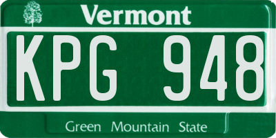 VT license plate KPG948