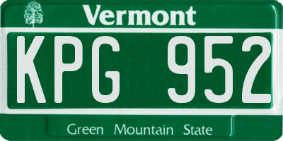 VT license plate KPG952