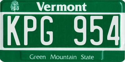 VT license plate KPG954
