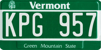VT license plate KPG957