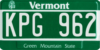 VT license plate KPG962