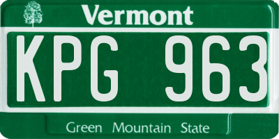 VT license plate KPG963