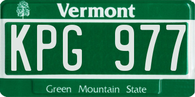 VT license plate KPG977