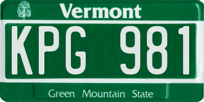 VT license plate KPG981