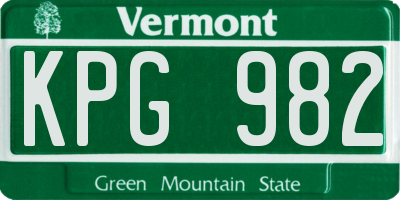 VT license plate KPG982