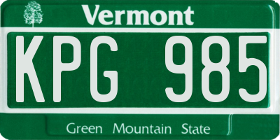 VT license plate KPG985