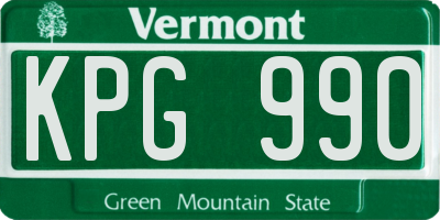 VT license plate KPG990
