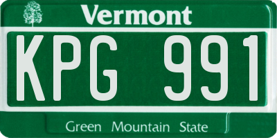 VT license plate KPG991