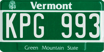 VT license plate KPG993