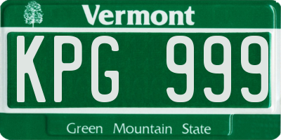 VT license plate KPG999