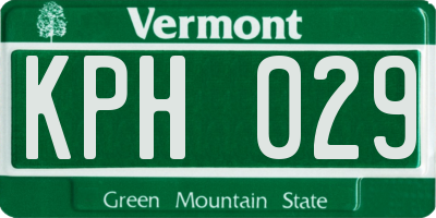 VT license plate KPH029