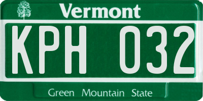 VT license plate KPH032
