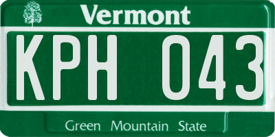 VT license plate KPH043