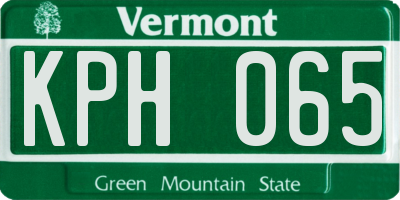 VT license plate KPH065