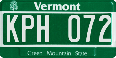 VT license plate KPH072