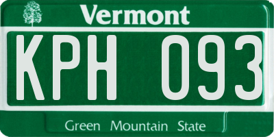 VT license plate KPH093