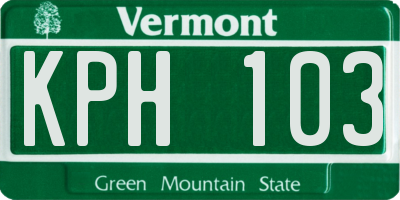 VT license plate KPH103