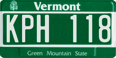 VT license plate KPH118