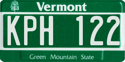 VT license plate KPH122