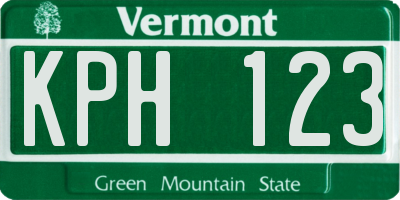 VT license plate KPH123