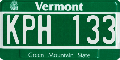 VT license plate KPH133