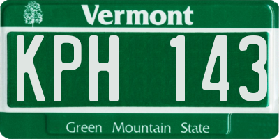VT license plate KPH143