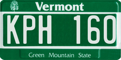 VT license plate KPH160