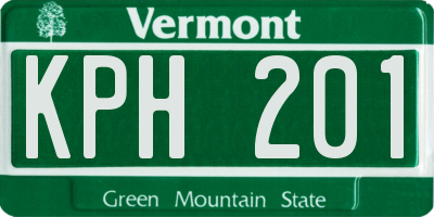 VT license plate KPH201