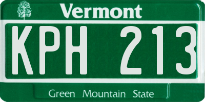 VT license plate KPH213