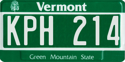 VT license plate KPH214