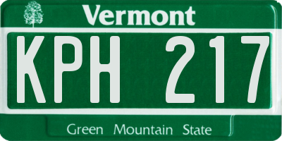 VT license plate KPH217