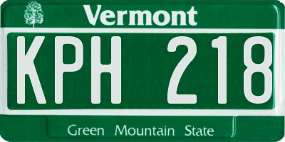 VT license plate KPH218