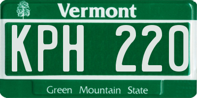VT license plate KPH220