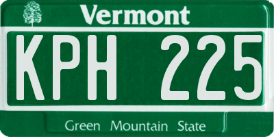 VT license plate KPH225