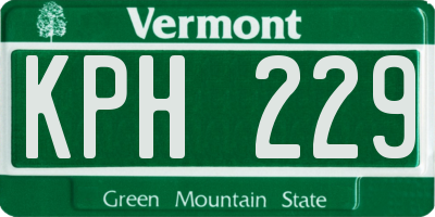 VT license plate KPH229